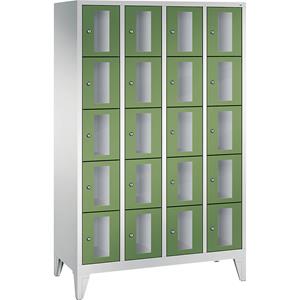 C+P CLASSIC Fächerschrank, Fachhöhe 295 mm, mit Füßen, 20 Fächer, Breite 1190 mm, Tür resedagrün
