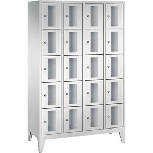 C+P CLASSIC Fächerschrank, Fachhöhe 295 mm, mit Füßen, 20 Fächer, Breite 1190 mm, Tür lichtgrau