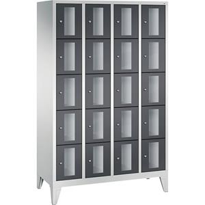 C+P CLASSIC Fächerschrank, Fachhöhe 295 mm, mit Füßen, 20 Fächer, Breite 1190 mm, Tür schwarzgrau