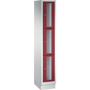 C+P CLASSIC Fächerschrank, Fachhöhe 510 mm, mit Sockel, 3 Fächer, Breite 320 mm, Tür rubinrot