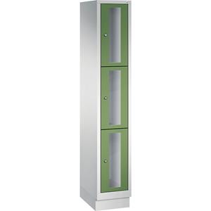 C+P CLASSIC Fächerschrank, Fachhöhe 510 mm, mit Sockel, 3 Fächer, Breite 320 mm, Tür resedagrün