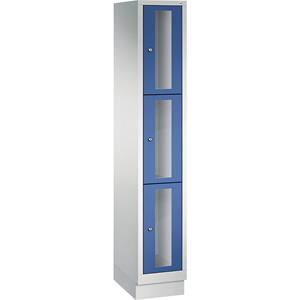 C+P CLASSIC vakkenkast, vakhoogte 510 mm, met sokkel, 3 vakken, breedte 320 mm, deur gentiaanblauw