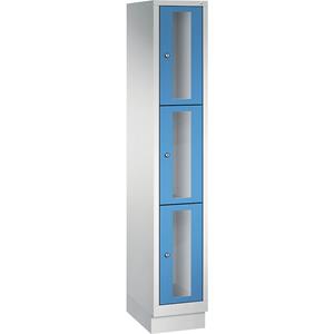 C+P CLASSIC vakkenkast, vakhoogte 510 mm, met sokkel, 3 vakken, breedte 320 mm, deur lichtblauw