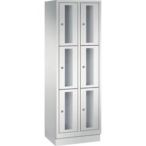 C+P CLASSIC Fächerschrank, Fachhöhe 510 mm, mit Sockel, 6 Fächer, Breite 610 mm, Tür lichtgrau