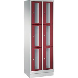 C+P CLASSIC Fächerschrank, Fachhöhe 510 mm, mit Sockel, 6 Fächer, Breite 610 mm, Tür rubinrot