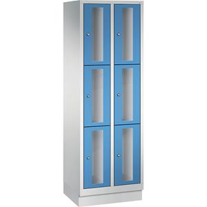 C+P CLASSIC vakkenkast, vakhoogte 510 mm, met sokkel, 6 vakken, breedte 610 mm, deur lichtblauw