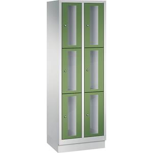 C+P CLASSIC Fächerschrank, Fachhöhe 510 mm, mit Sockel, 6 Fächer, Breite 610 mm, Tür resedagrün