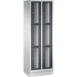 C+P CLASSIC Fächerschrank, Fachhöhe 510 mm, mit Sockel, 6 Fächer, Breite 610 mm, Tür schwarzgrau