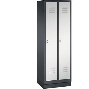 C+P CLASSIC Aufbewahrungsschrank mit Sockel, 2 Abteile, Abteilbreite 300 mm, schwarzgrau / lichtgrau
