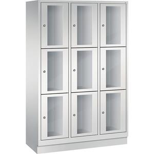 C+P CLASSIC Fächerschrank, Fachhöhe 510 mm, mit Sockel, 9 Fächer, Breite 1200 mm, Tür lichtgrau