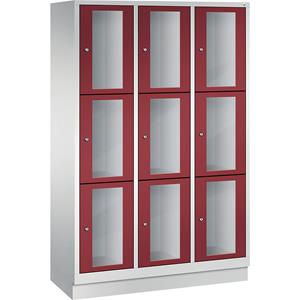 C+P CLASSIC Fächerschrank, Fachhöhe 510 mm, mit Sockel, 9 Fächer, Breite 1200 mm, Tür rubinrot
