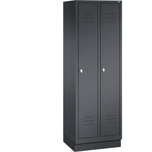 C+P CLASSIC Aufbewahrungsschrank mit Sockel, 2 Abteile, Abteilbreite 300 mm, schwarzgrau