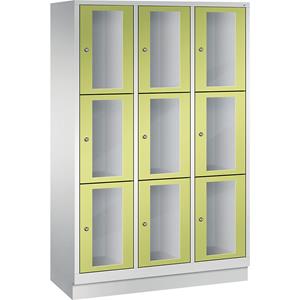 C+P CLASSIC Fächerschrank, Fachhöhe 510 mm, mit Sockel, 9 Fächer, Breite 1200 mm, Tür viridingrün