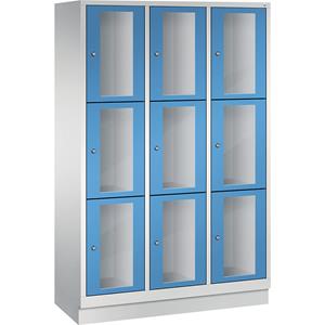 C+P CLASSIC Fächerschrank, Fachhöhe 510 mm, mit Sockel, 9 Fächer, Breite 1200 mm, Tür lichtblau