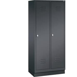 C+P CLASSIC Aufbewahrungsschrank mit Sockel, 2 Abteile, Abteilbreite 400 mm, schwarzgrau