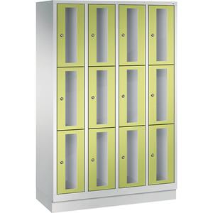C+P CLASSIC Fächerschrank, Fachhöhe 510 mm, mit Sockel, 12 Fächer, Breite 1190 mm, Tür viridingrün