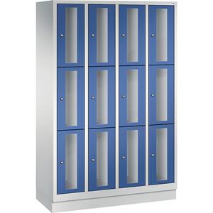 C+P CLASSIC Fächerschrank, Fachhöhe 510 mm, mit Sockel, 12 Fächer, Breite 1190 mm, Tür enzianblau
