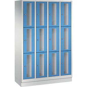 C+P CLASSIC Fächerschrank, Fachhöhe 510 mm, mit Sockel, 12 Fächer, Breite 1190 mm, Tür lichtblau