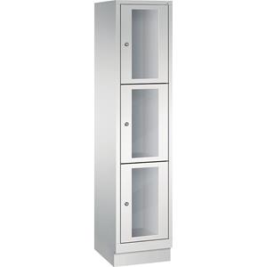 C+P CLASSIC Fächerschrank, Fachhöhe 510 mm, mit Sockel, 3 Fächer, Breite 420 mm, Tür lichtgrau