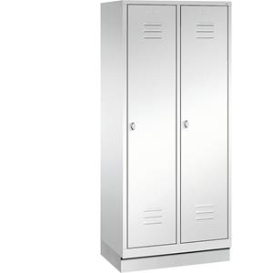 C+P CLASSIC Aufbewahrungsschrank mit Sockel, 2 Abteile, Abteilbreite 400 mm, verkehrsweiß