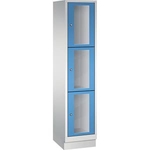 C+P CLASSIC Fächerschrank, Fachhöhe 510 mm, mit Sockel, 3 Fächer, Breite 420 mm, Tür lichtblau