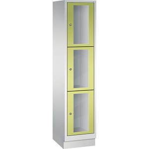 C+P CLASSIC Fächerschrank, Fachhöhe 510 mm, mit Sockel, 3 Fächer, Breite 420 mm, Tür viridingrün