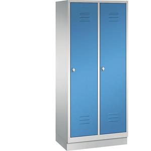 C+P CLASSIC Aufbewahrungsschrank mit Sockel, 2 Abteile, Abteilbreite 400 mm, lichtgrau / lichtblau