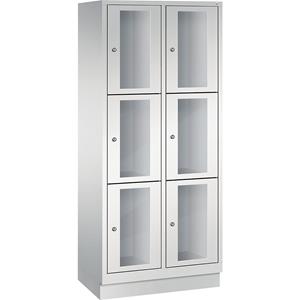 C+P CLASSIC vakkenkast, vakhoogte 510 mm, met sokkel, 6 vakken, breedte 810 mm, deur lichtgrijs