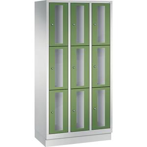 C+P CLASSIC Fächerschrank, Fachhöhe 510 mm, mit Sockel, 9 Fächer, Breite 900 mm, Tür resedagrün