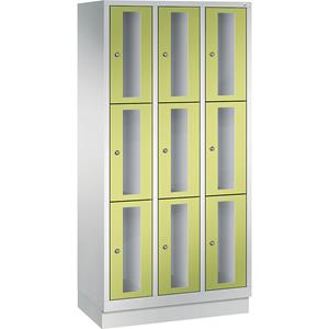 C+P CLASSIC Fächerschrank, Fachhöhe 510 mm, mit Sockel, 9 Fächer, Breite 900 mm, Tür viridingrün