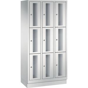 C+P CLASSIC Fächerschrank, Fachhöhe 510 mm, mit Sockel, 9 Fächer, Breite 900 mm, Tür lichtgrau