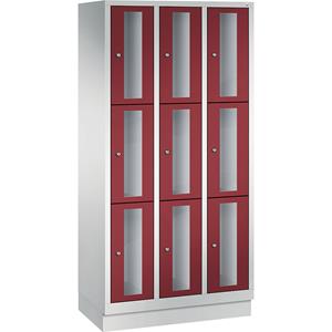 C+P CLASSIC Fächerschrank, Fachhöhe 510 mm, mit Sockel, 9 Fächer, Breite 900 mm, Tür rubinrot