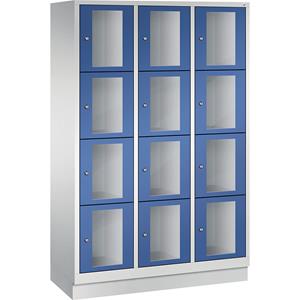 C+P CLASSIC Fächerschrank, Fachhöhe 375 mm, mit Sockel, 12 Fächer, Breite 1200 mm, Tür enzianblau