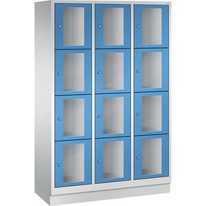 C+P CLASSIC Fächerschrank, Fachhöhe 375 mm, mit Sockel, 12 Fächer, Breite 1200 mm, Tür lichtblau