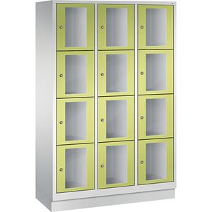 C+P CLASSIC Fächerschrank, Fachhöhe 375 mm, mit Sockel, 12 Fächer, Breite 1200 mm, Tür viridingrün
