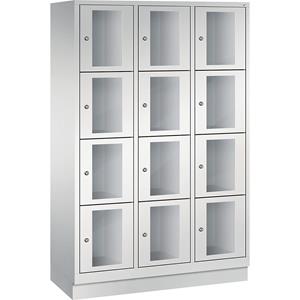 C+P CLASSIC Fächerschrank, Fachhöhe 375 mm, mit Sockel, 12 Fächer, Breite 1200 mm, Tür lichtgrau