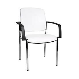Topstar BtoB 10 bezoekersstoel, kunstleer, desinfectiebestendig, stapelbaar, met armleuningen, set van 2, wit