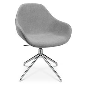 Konferenzsessel Topstar Sitness Life 2.0, dreh-/sitzhöhenverstellbar, Armlehnen, B 450 x T 390 x H 440-470 mm, 4-Fußgestell, Alu poliert & Stoff, h.grau