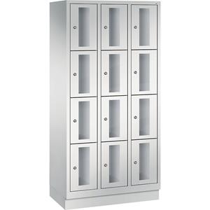 C+P CLASSIC Fächerschrank, Fachhöhe 375 mm, mit Sockel, 12 Fächer, Breite 900 mm, Tür lichtgrau