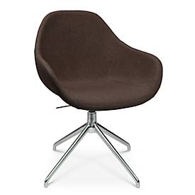 Topstar Vergaderstoel  Sitness Life 2.0, draaibaar/zitting in hoogte verstelbaar, armleuningen, B 450 x D 390 x H 440-470 mm, 4-poots onderstel, gepolijst aluminium & stof, d.bruin