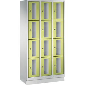 C+P CLASSIC Fächerschrank, Fachhöhe 375 mm, mit Sockel, 12 Fächer, Breite 900 mm, Tür viridingrün