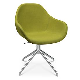 Topstar Vergaderstoel  Sitness Life 2.0, draaibaar/zitting in hoogte verstelbaar, armleuningen, B 450 x D 390 x H 440-470 mm, 4-poots onderstel, mat aluminium & stof, geel