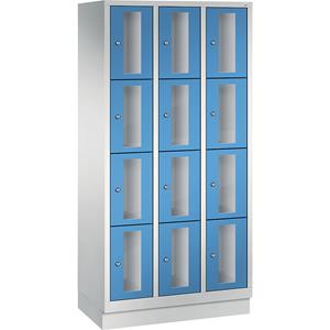 C+P CLASSIC Fächerschrank, Fachhöhe 375 mm, mit Sockel, 12 Fächer, Breite 900 mm, Tür lichtblau