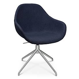 Topstar Vergaderstoel  Sitness Life 2.0, draaibaar/zitting in hoogte verstelbaar, armleuningen, B 450 x D 390 x H 440-470 mm, 4-poots onderstel, mat aluminium & stof, d.blauw