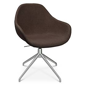Topstar Vergaderstoel  Sitness Life 2.0, draaibaar/zitting in hoogte verstelbaar, armleuningen, B 450 x D 390 x H 440-470 mm, 4-poots onderstel, mat aluminium & stof, d.bruin