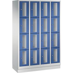 C+P CLASSIC Fächerschrank, Fachhöhe 375 mm, mit Sockel, 16 Fächer, Breite 1190 mm, Tür enzianblau