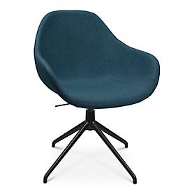 Topstar Vergaderstoel  Sitness Life 2.0, draaibaar/zitting in hoogte verstelbaar, armleuningen, B 450 x D 460 x H 440-470 mm, 4-poots onderstel, aluminium zwart mat & stof, petrol