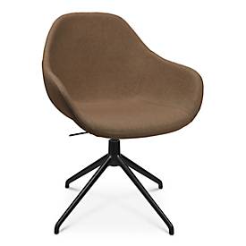 Topstar Vergaderstoel  Sitness Life 2.0, draaibaar/zitting in hoogte verstelbaar, armleuningen, B 450 x D 460 x H 440-470 mm, 4-poots onderstel, aluminium zwart mat & stof, h.bruin