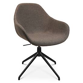 Konferenzsessel Topstar Sitness Life 2.0, dreh-/sitzhöhenverstellbar, Armlehnen, B 450 x T 460 x H 440-470 mm, 4-Fußgestell, Alu schwarz-matt & Stoff, braun