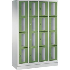 C+P CLASSIC Fächerschrank, Fachhöhe 375 mm, mit Sockel, 16 Fächer, Breite 1190 mm, Tür resedagrün